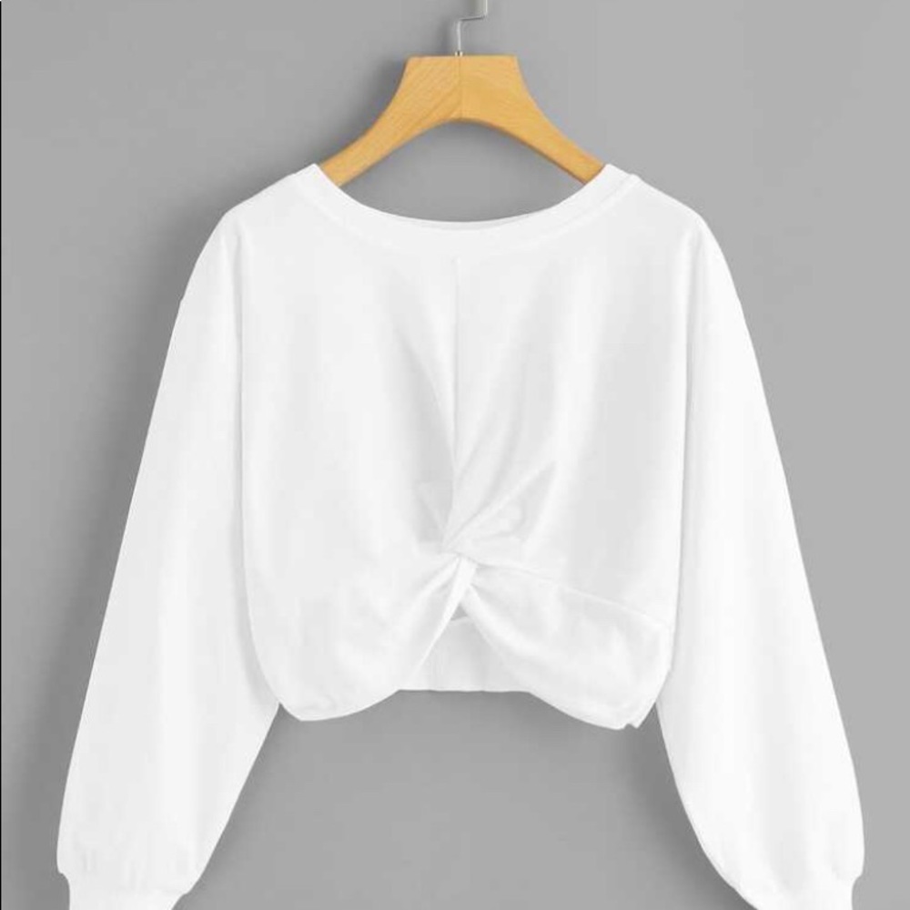 White Crop Top Sweatshirt.